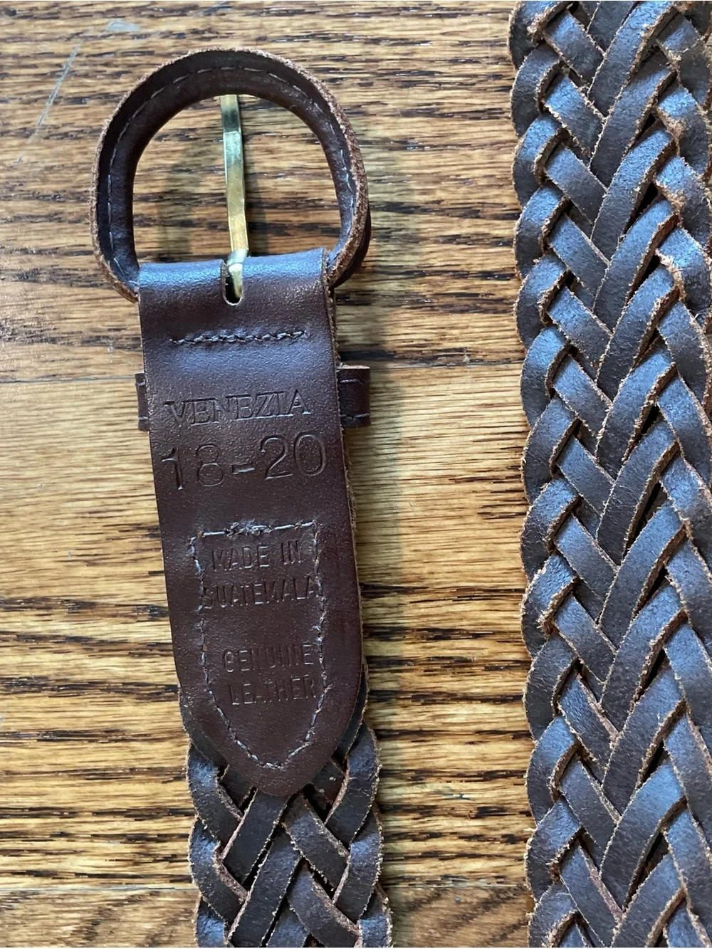 Venezia vintage braided brown leather belt with buckle